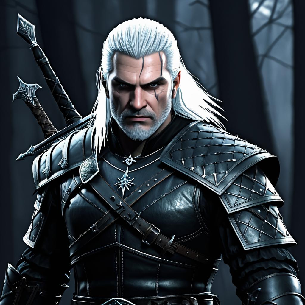 Geralt of Rivia in Dark Fantasy Art