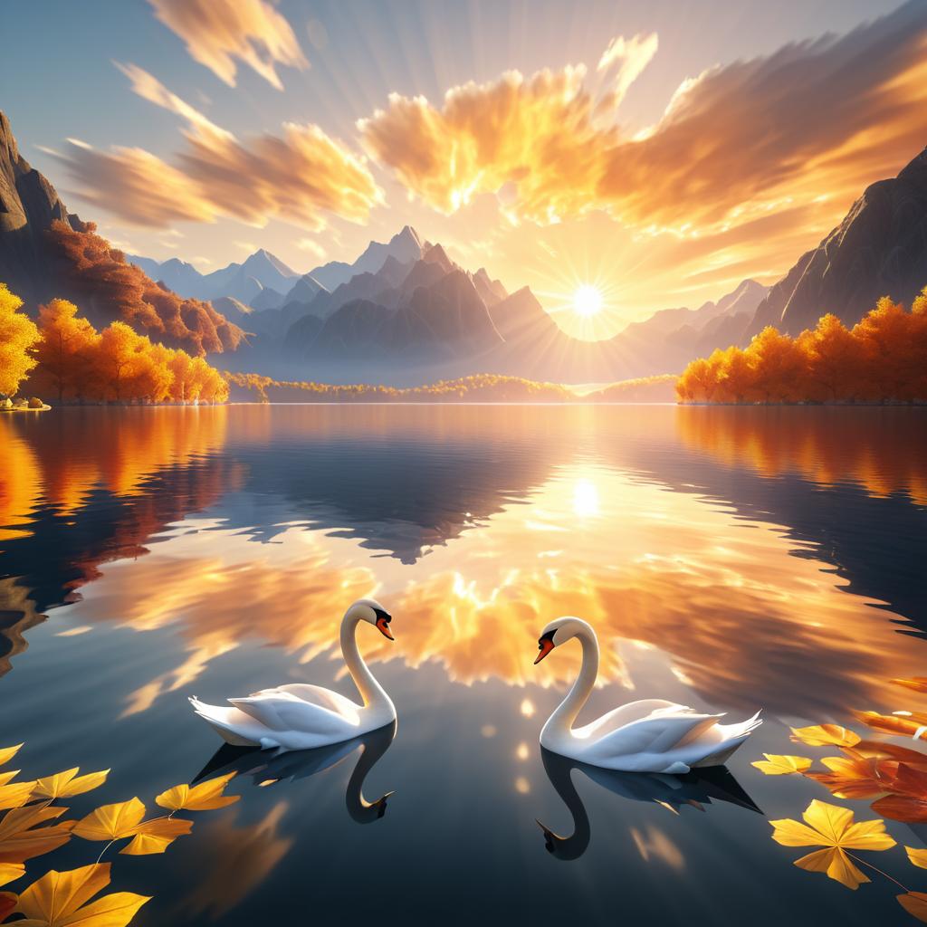 Serene Sunset Over Autumn Lake