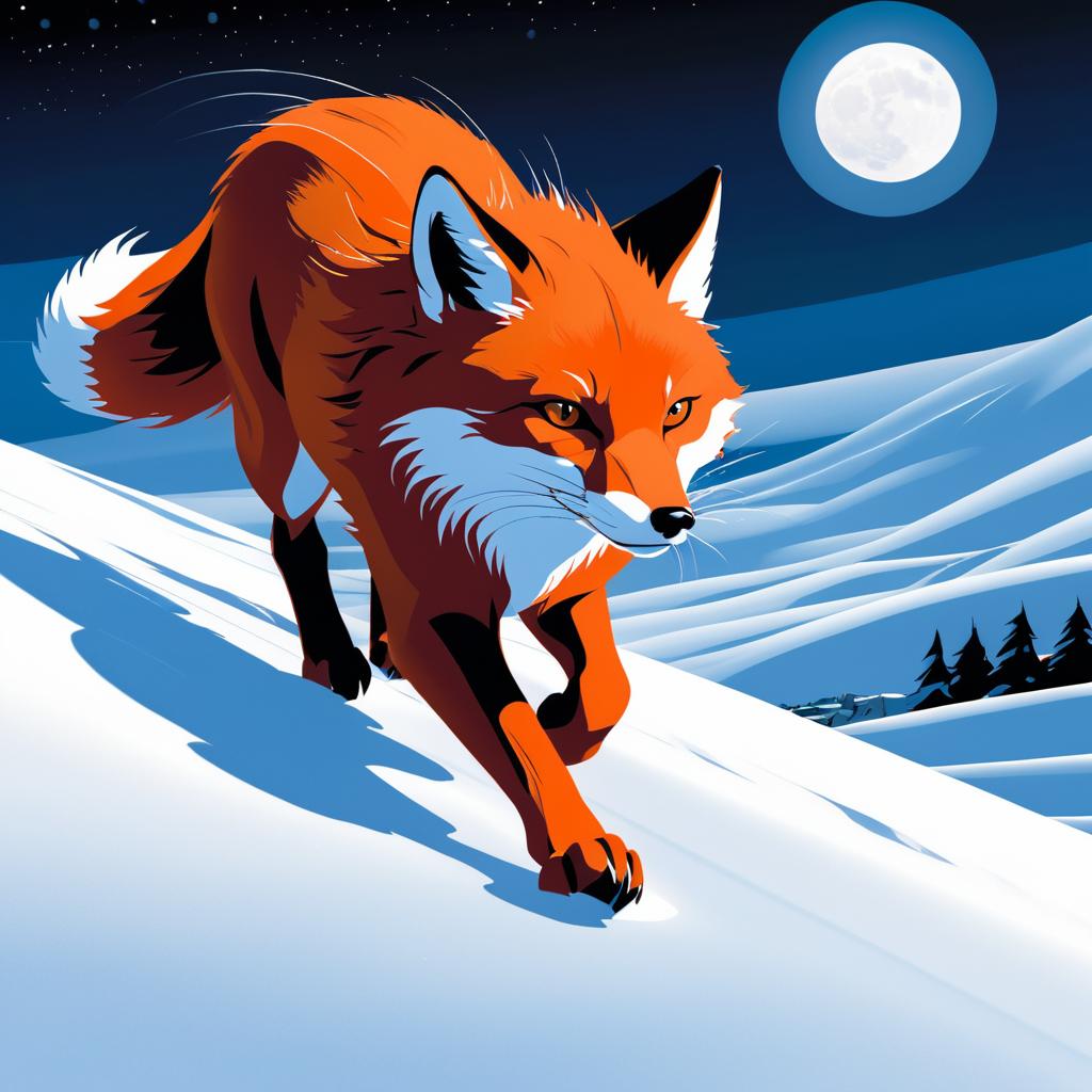 Fearless Red Fox in Snowy Landscape