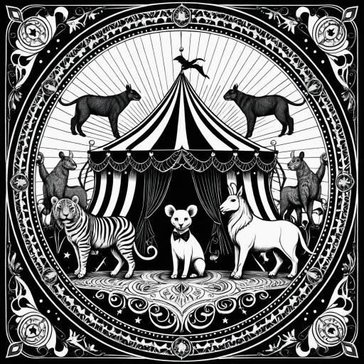 Mandala Victorian Circus Animals Illustration