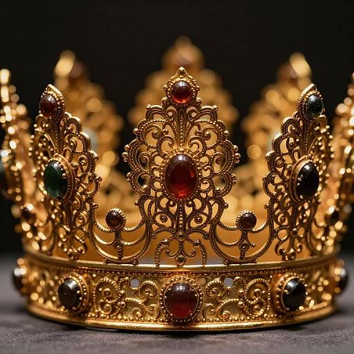 Intricate Filigreed Golden Crown Close-Up