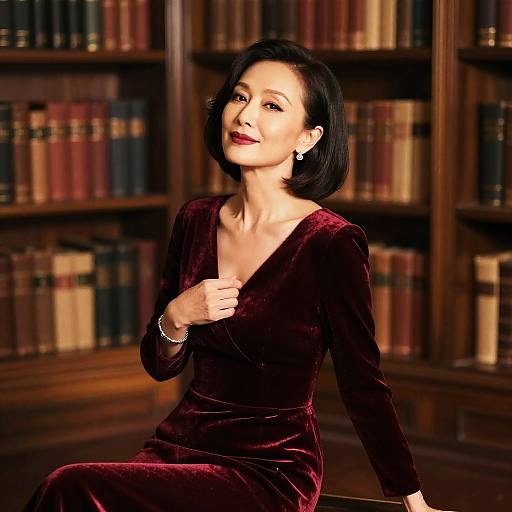 Elegant Victorian Library Fashion Portrait