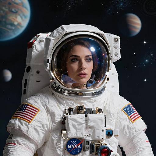 Futuristic Female Astronaut in Space