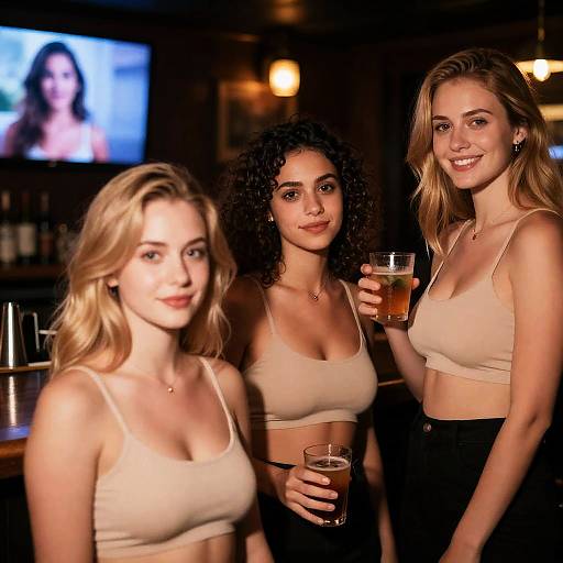 Dimly Lit Bar Scene with Three Women