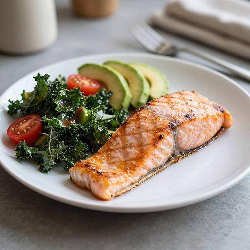 Pegan Diet Lunch with Grilled Salmon
