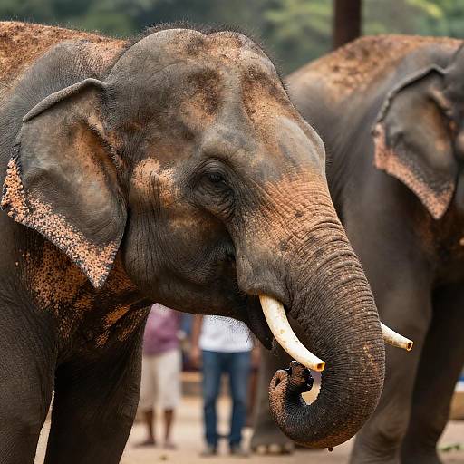Close-Up of an Elephant Enjoying Treats