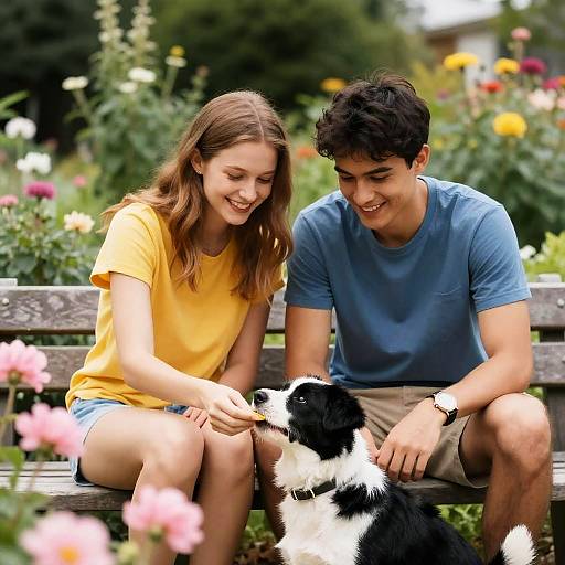 Joyful Moment in a Lush Garden