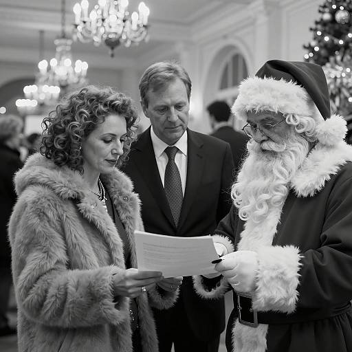 Black and White Festive Meeting with Santa Claus