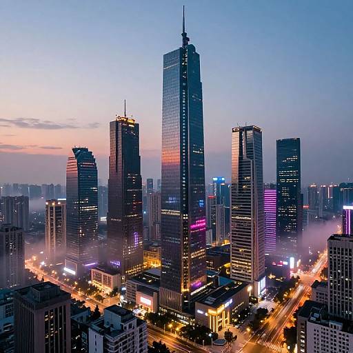 Futuristic Neon City Skyline 4K