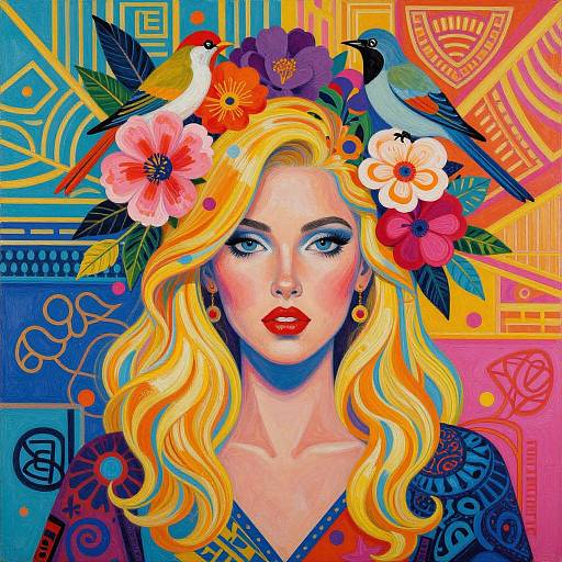 Colorful Pop Art Woman Portrait