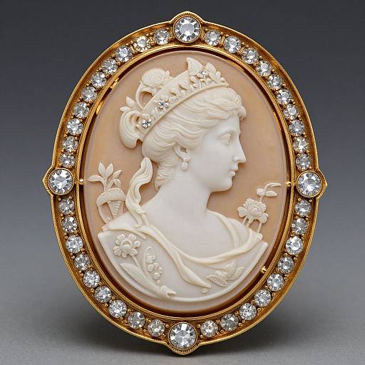 Vintage Shell Cameo with Floral Profile