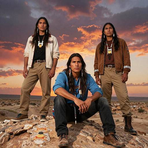 Native American Models in Desert Sunset