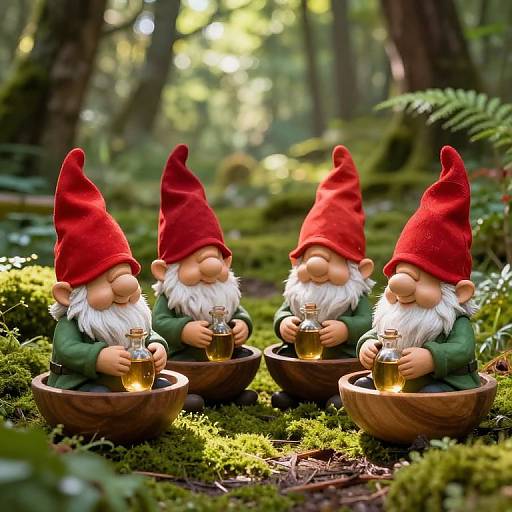 Garden Gnomes in Forest Bowls