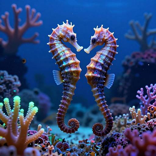 Luminescent Seahorse Dance Underwater