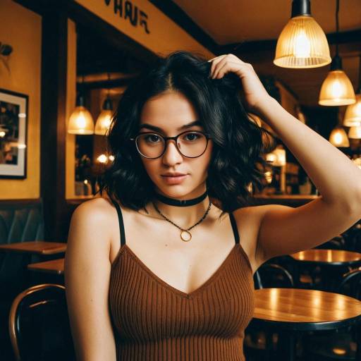 Young Woman with Glasses in Cafe