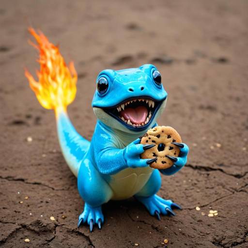 Happy Aquatic Creature with Flame Tail Happy Aquatic Creature with Flame Tail
