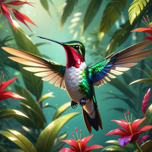Iridescent Hummingbird in Tranquil Oasis Iridescent Hummingbird in Tranquil Oasis