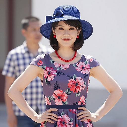 Stylish Woman in Vibrant Floral Dress