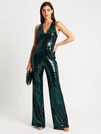 Bottle-Green Sequin Jumpsuit Studio Catalog Photo
