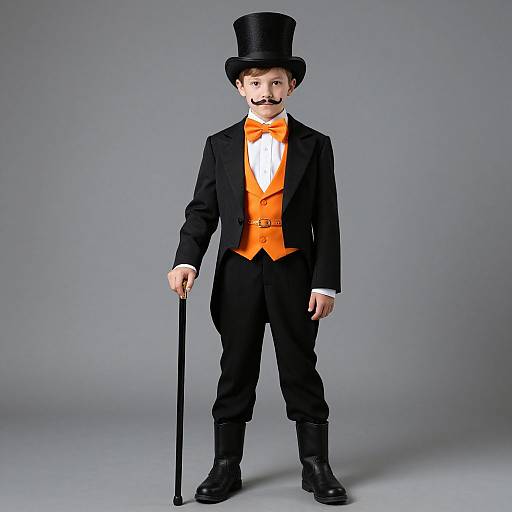 Boy in Magician Costume with Top Hat