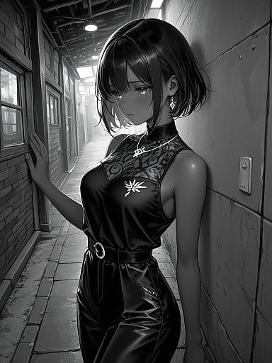 Stylish Anime Woman in Jumpsuit