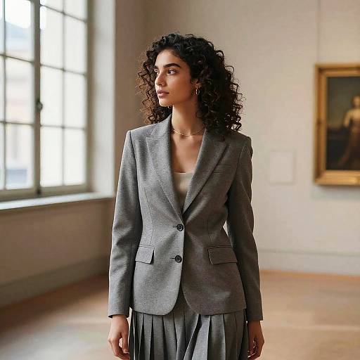 Loose Curls Editorial in Museum Atrium