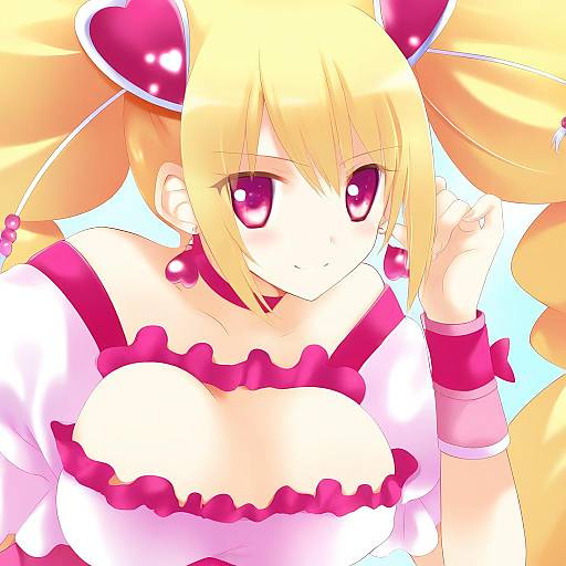 Illustration of Cure peach, precure in the style of Zinno
