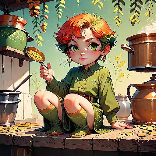 Irish Leprechaun on Gold Pot