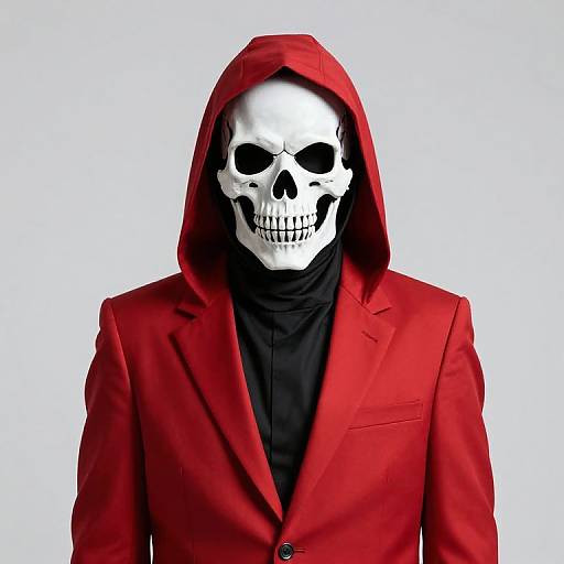 Mysterious Figure in Red Hooded Suit