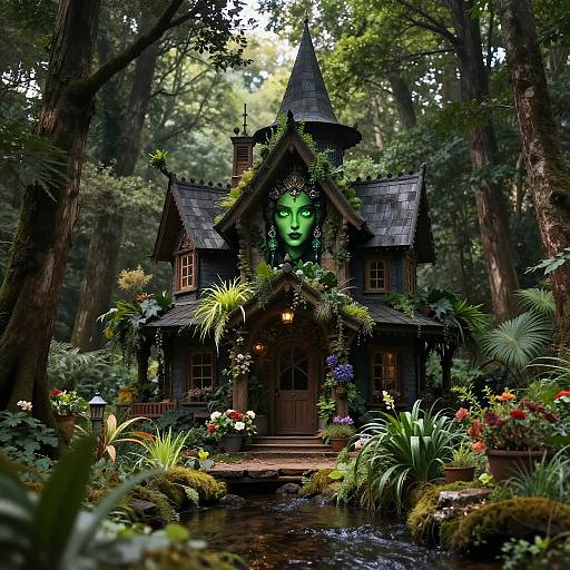 Witch's House in Forest by Stream