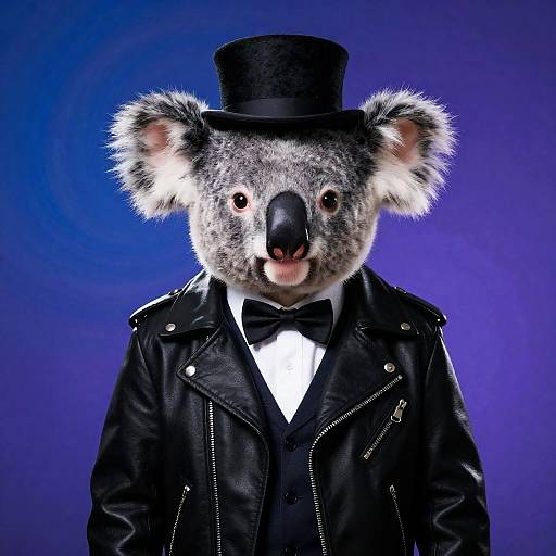 Stylish Koala in Biker Suit Portrait