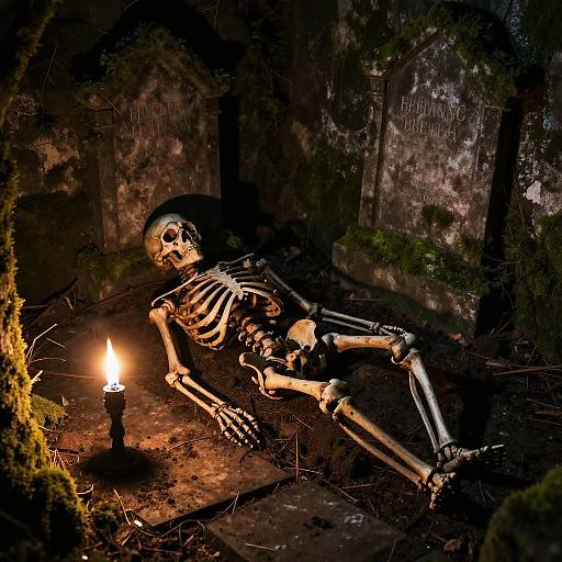 Abandoned Crypt with Unearthed Skeleton
