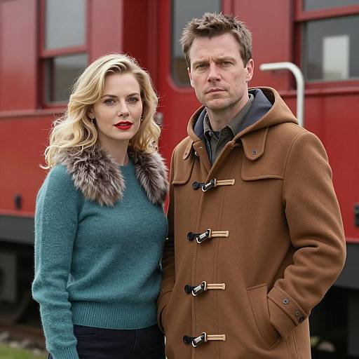 Couple Portrait in Front of Red Train
