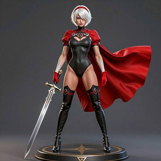 Muscular Heroine with Silver Sword