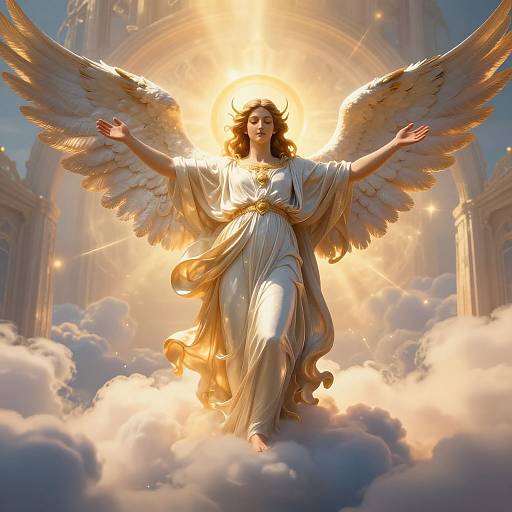 Divine Figure Amidst Radiant Clouds