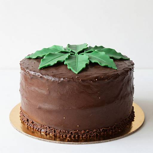 Chocolate Wedding Cake with Green Leaves