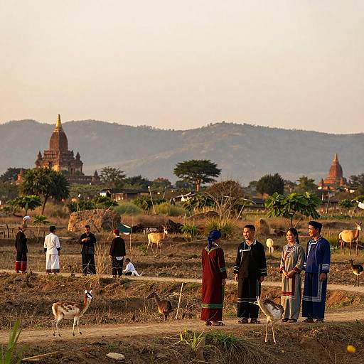 Traditional Rural Landscape with Locals