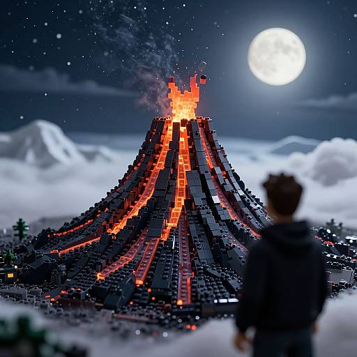 Hyper Realistic LEGO Volcano Scene