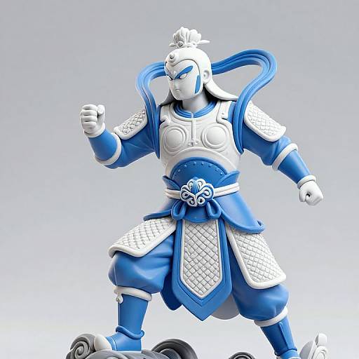 Blue and White Warrior Sculpture