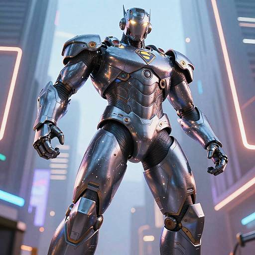 Futuristic Superhero with Powerful Physique