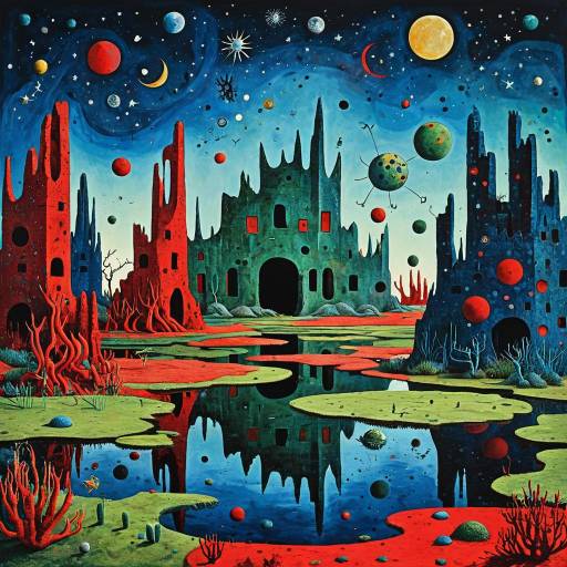 Dreamlike Wetland Surrealism with Mystical Creatures