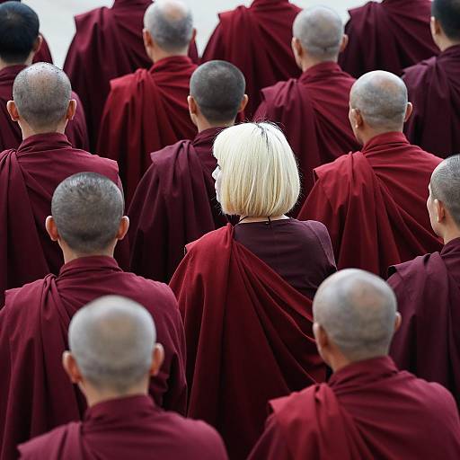 Monks and a Blonde: A Striking Contrast