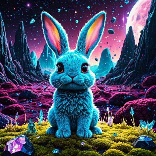 Whimsical Alien Bunny in Cosmic Wonderland