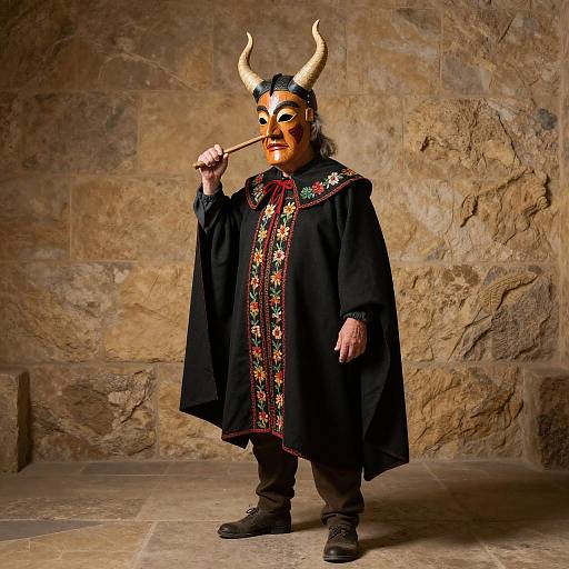 Elderly Mask-Maker in Diablada Costume
