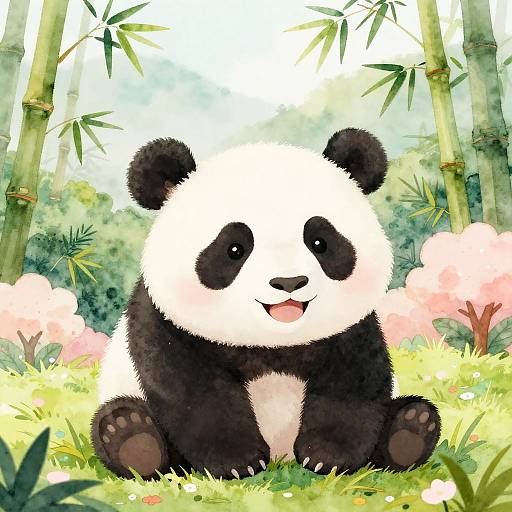 Whimsical Baby Panda in Pastel Wonderland