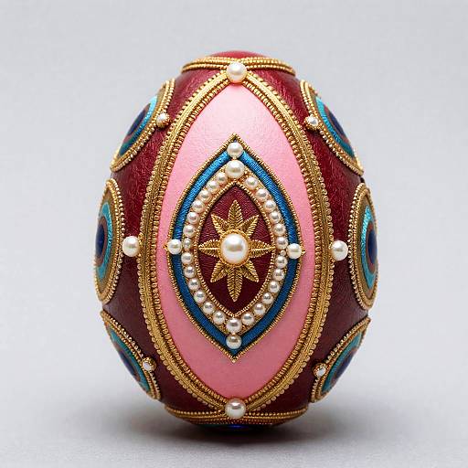 Decorative Silk Easter Egg with Gold Embroidery