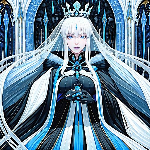 Illustration of Morgan le fay (queen of winter) (fate), fate/grand order in the style of Yoko juusuke
