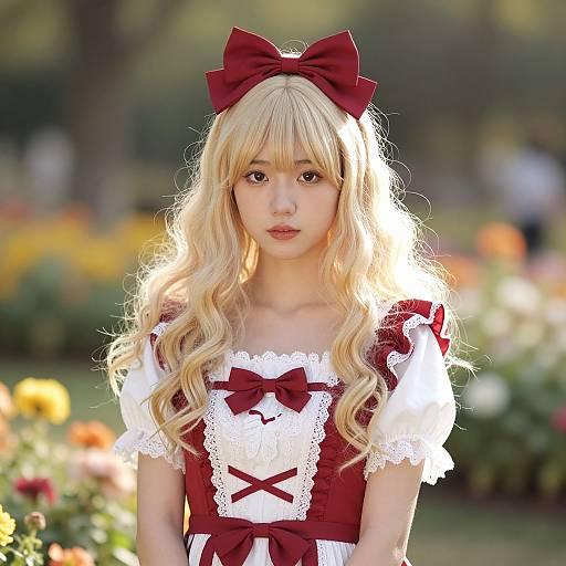 Vintage Blonde Woman in Sunny Garden