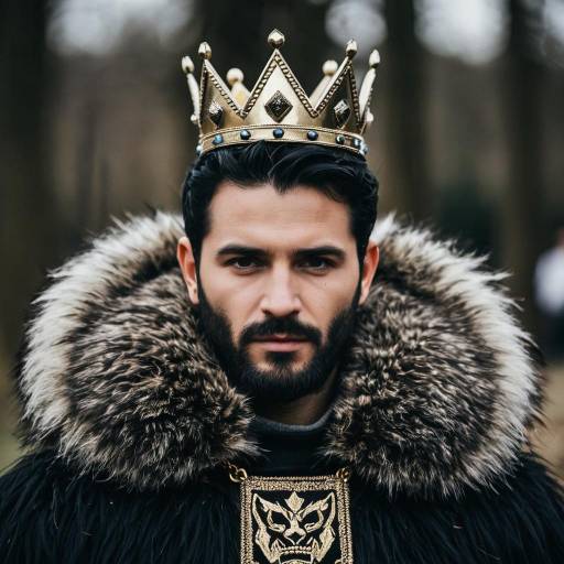 Man Wearing Royal Crown and Fur Trimmed Coat