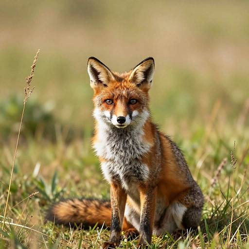 Alert Fox in Sunlit Meadow
